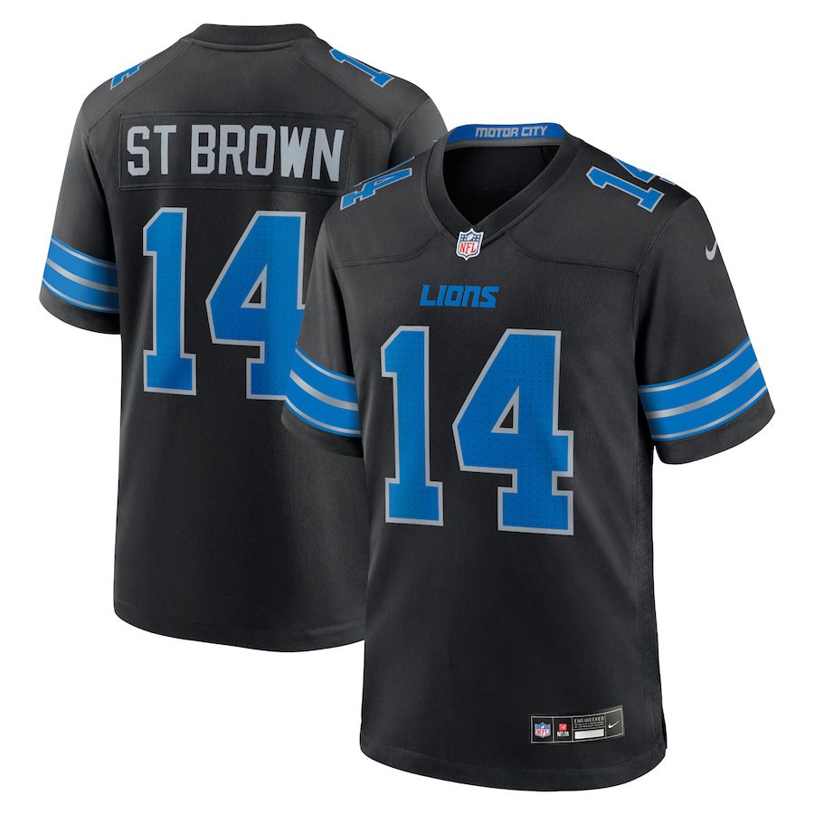 Men Detroit Lions #14 Amon-Ra St. Brown Nike Black 2nd Alternate Game NFL Jersey